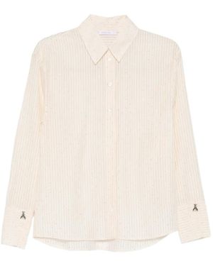 Patrizia Pepe Striped-Pattern Studded Shirt - White