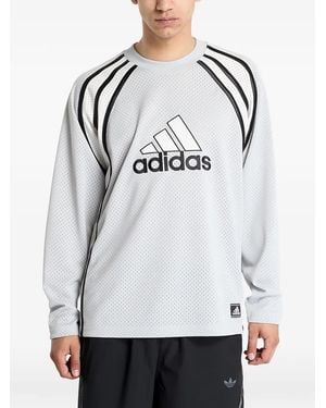 adidas Warm-Up Logo Stripe T-Shirt - Grey