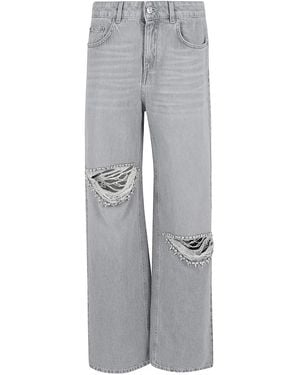 Area Distressed Embellished Jeans - Gray