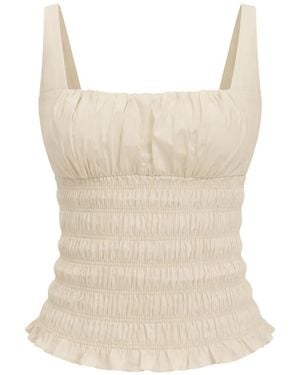 Reformation Top Jeanette Con Ruches - Neutro