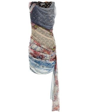 Marine Serre Multi-Print Mini Dress - Blue