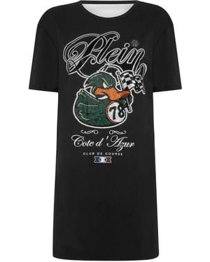 Philipp Plein Logo-Print Mini Dress - Black