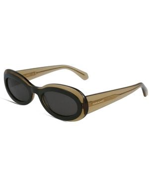 Ferragamo Eyewear Sonnenbrille Mit Ovalem Gestell - Grün