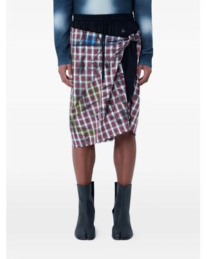 Vivienne Westwood Asymmetrical Wrap Check-Print Skirt - Blue