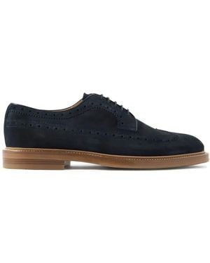 Brunello Cucinelli Brogue wingtip suede derby shoes - Blau