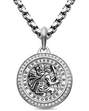 David Yurman St. Christopher Anhänger Aus Sterlingsilber 34,5Mm - Weiß