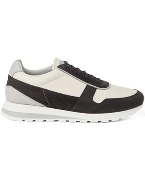 Brunello Cucinelli Sneaker Aus Weißem Leder Mit Wildlederabsatz - Mehrfarbig
