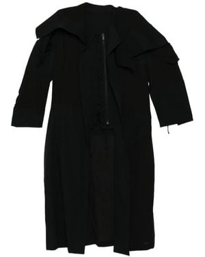 Yohji Yamamoto Lace-Up Coat - Black