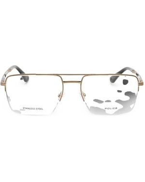Police Pilot-Frame Glasses - White