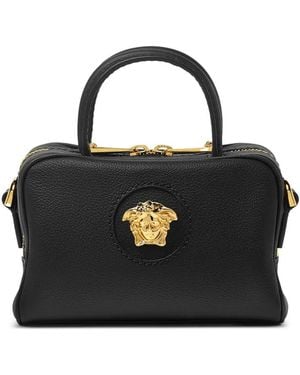 Versace La Medusa Leather Mini Tote Bag - Black