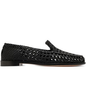 Dragon Diffusion Woven Leather Loafers - Black
