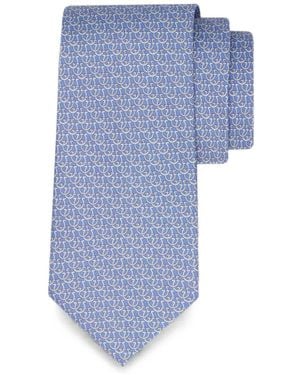 Ferragamo Cravate En Soie À Motif Gancini - Blue