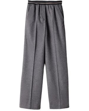 Miu Miu Elasticated-Waistband Straight Pants - Grey