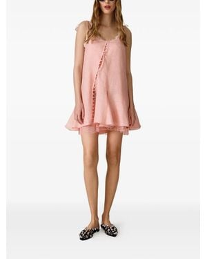 Pink Vestido Con Ribete De Encaje - Rosa