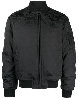 Moschino All-Over-Logo-Print Cotton Bomber Jacket - Black
