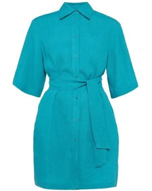 Eres Belted Shirt Dress - Blue