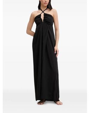 Liu Jo Robe Longue Dos Nu À Détail Froncé - Black