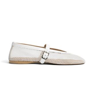 POSA Baletto Mesh Patent-Leather Ballet Flats - White