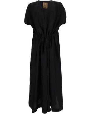 Uma Wang Jacquard V-Neck Dress - Black
