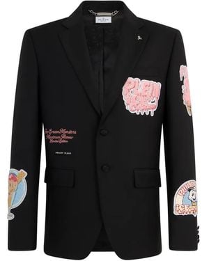 Philipp Plein Gigolo Fit Blazer Ice Cream Patches - Black