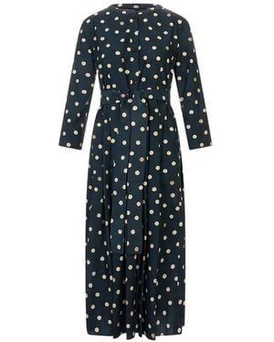 Max Mara Polka-Dot Belted Dress - Blue