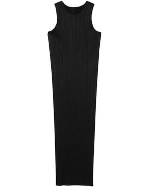 Pleats Please Issey Miyake Pleated Sleeveless Midi Dress - Black