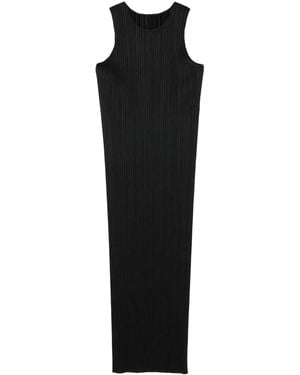 Pleats Please Issey Miyake Robe Sans Manches À Design Plissé - Noir