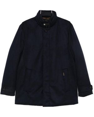 Moorer Button-Up High-Neck Jacket - Blue