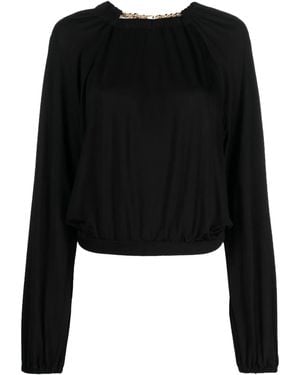 Just Cavalli Chain-Link Cut-Out Top - Black