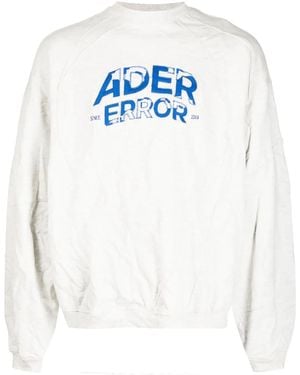 Adererror Logo-Embroidered Crinkled Sweatshirt - Blue