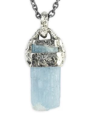 Parts Of 4 10K Fused Talisman Aquamarine Necklace - Blue