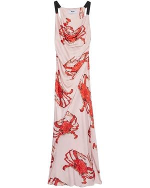 MSGM Printed Maxi Dress - Red