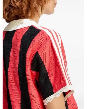 adidas Striped Short-Sleeve T-Shirt - Red