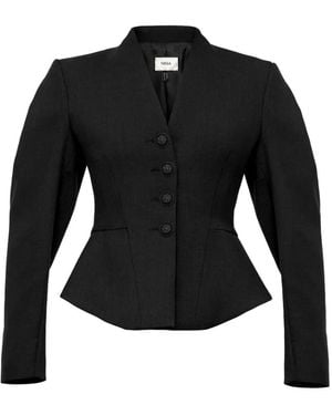 Nissa Tailored Wool V-Neck Jacket - Black