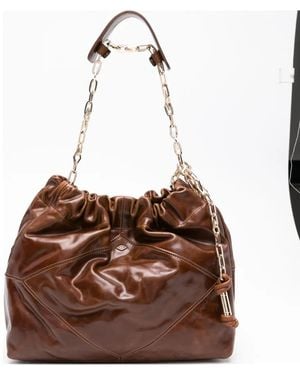 Ba&sh June Chain-Strap Leather Tote Bag - Brown