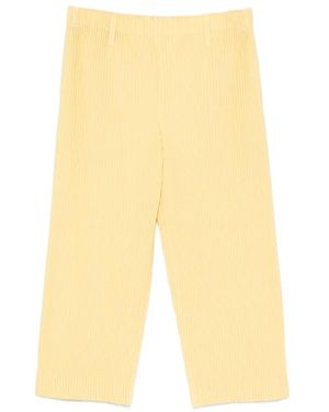 Homme Plissé Issey Miyake Tailored Pleats Cropped Trousers - Yellow
