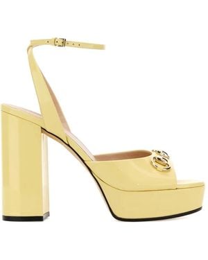 Gucci Platform Leather Sandals - Metallic