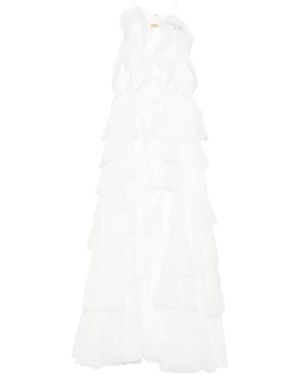 Aje. Vestido Largo Cleo Con Volantes - Blanco