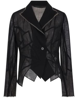 Yehuafan Button Geometric Jacket - Black