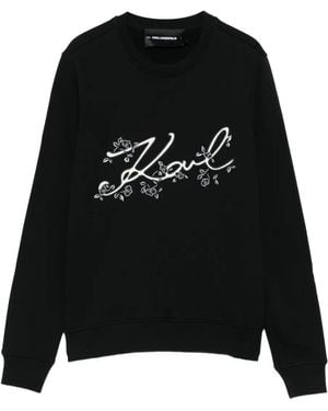 Karl Lagerfeld Sudadera con bordado floral - Negro