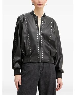 KARL LAGERFELD Studded Bomber Jacket - Grey