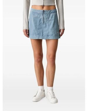 PUMA Logo-Embroidered Zip-Fastening Mini Skirt - Blue
