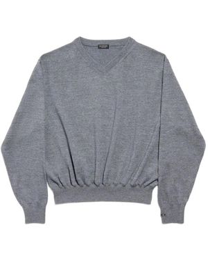 Balenciaga V-Neck Jumper - Grey