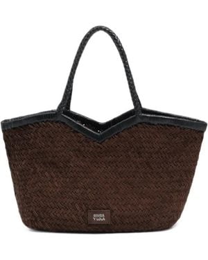 Bimba Y Lola Grand Sac À Main En Cuir À Design Tressé Couleur Chocolat - Brown
