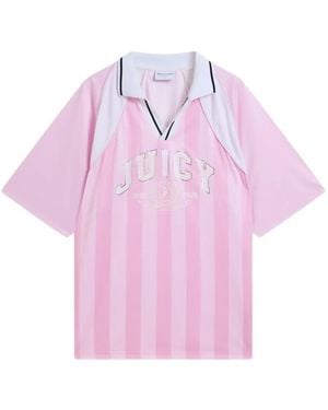 Juicy Couture T-Shirt Rayé À Ornements Strassés - Rose
