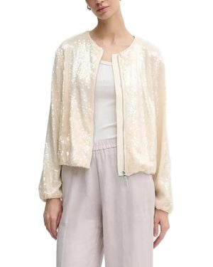 Sisley Sequin-Embellished Zip-Front Jacket - White