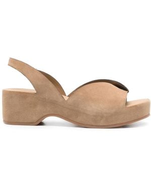Roberto Del Carlo 50Mm Suede Slingback Sandals - Natural