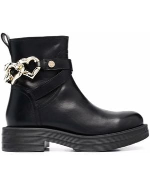 Love Moschino Heart-Charm Ankle Boots - Black