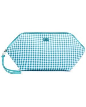 Ganni Bikini Gingham-Check Clutch Bag - Blue