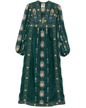FARM Rio Embroidered Floral Dress - Green